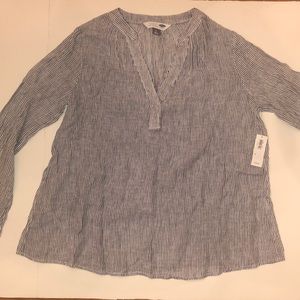 flowy linen seersucker blouse